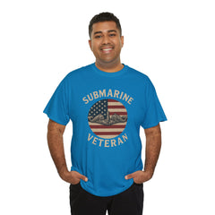 Submarine Veteran American Flag Tee | Unisex Heavy Cotton T-Shirt, Military Apparel, Veteran Gift, Patriotic Top, Casual Wear