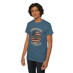 Submarine Veteran American Flag Tee | Unisex Heavy Cotton T-Shirt, Military Apparel, Veteran Gift, Patriotic Top, Casual Wear