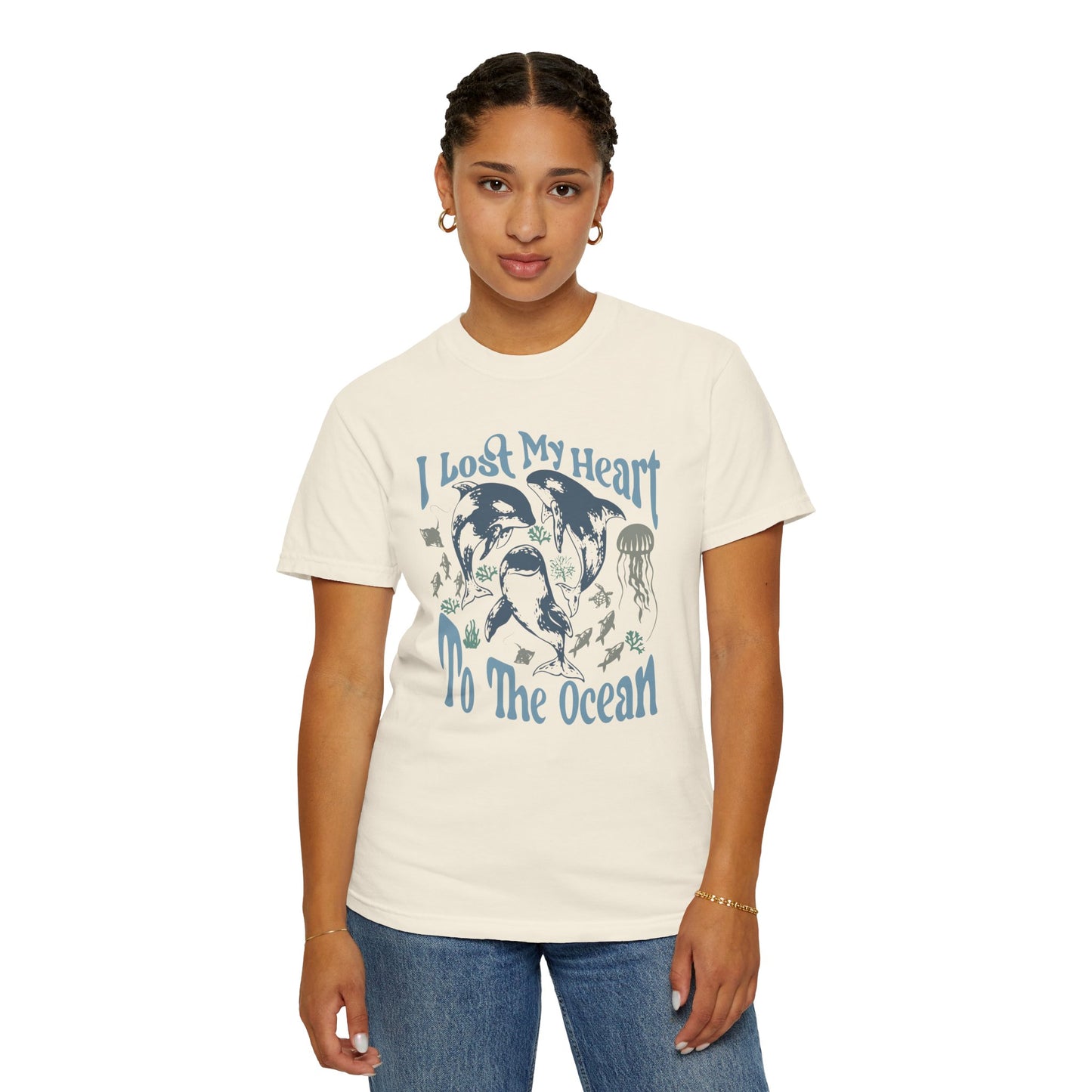 Sea Creatures, I Lost My Heart To The Ocean -  Graphic Unisex Garment-Dyed T-shirt