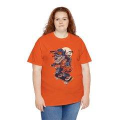 Trick or Treat Skateboarding Wolf! Graphic Unisex Heavy Cotton Tee
