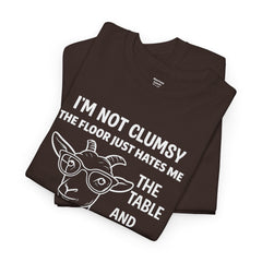 Clumsy Funny Goat Graphic Tee | Unisex Heavy Cotton Tee | Great Gift for Animal Lovers, Birthdays, Casual Wear, Humorous Gifts, Everyday Style
