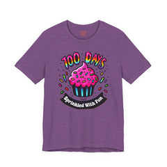100 DAYS Sprinkled With Fun - Unisex Short Sleeve Tee | Elementary School Holiday, Teacher Apparel, Kids Motivation, Days Checked Off