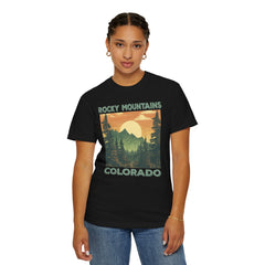 Rocky Mountains Colorado Graphic, Comfort Colors Soft Relaxed Fit Unisex Garment-Dyed T-shirt