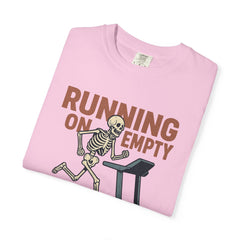 Funny Skeleton Running T-Shirt, Gift for Fitness Lovers, Halloween Tee, Gym Humor Shirt, Quirky Workout Apparel