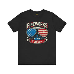 Fireworks Expert, If I Run You Run, Sunglasses  Graphic, Unisex Jersey Short Sleeve Tee