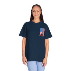 Patriotic Car Graphic Unisex T-Shirt - Vintage American Flag Design