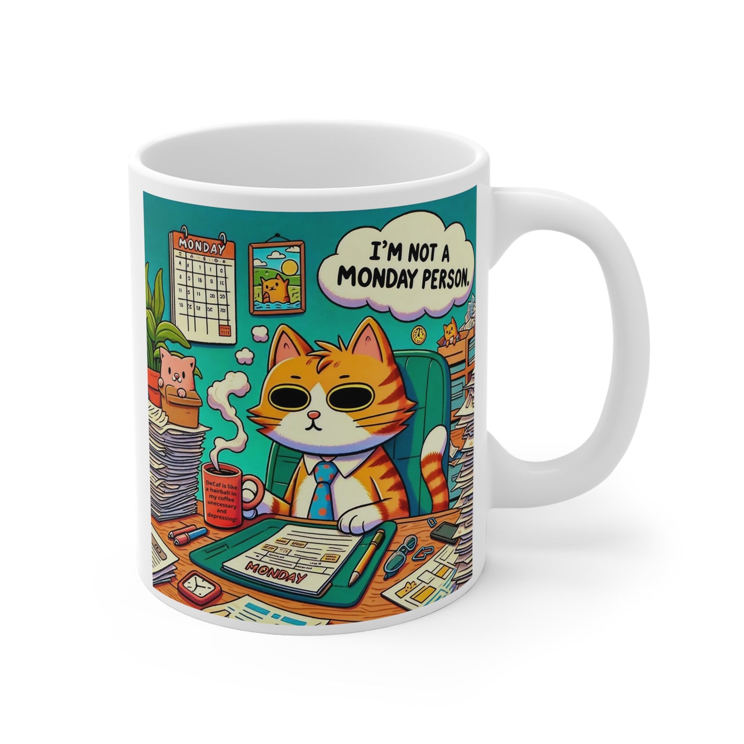 Monday Cat Quote Ceramic Mugs (11oz\15oz\20oz)