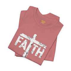 Faith Cross Prosthetic Leg T‑Shirt — Amputee Inspirational Christian Tee