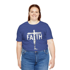 Faith Cross Prosthetic Leg T‑Shirt — Amputee Inspirational Christian Tee