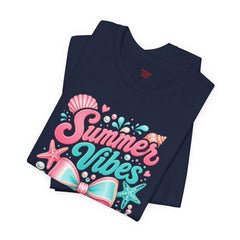 Summer Vibes Tee — Pastel Seashell Bow Beach T-Shirt