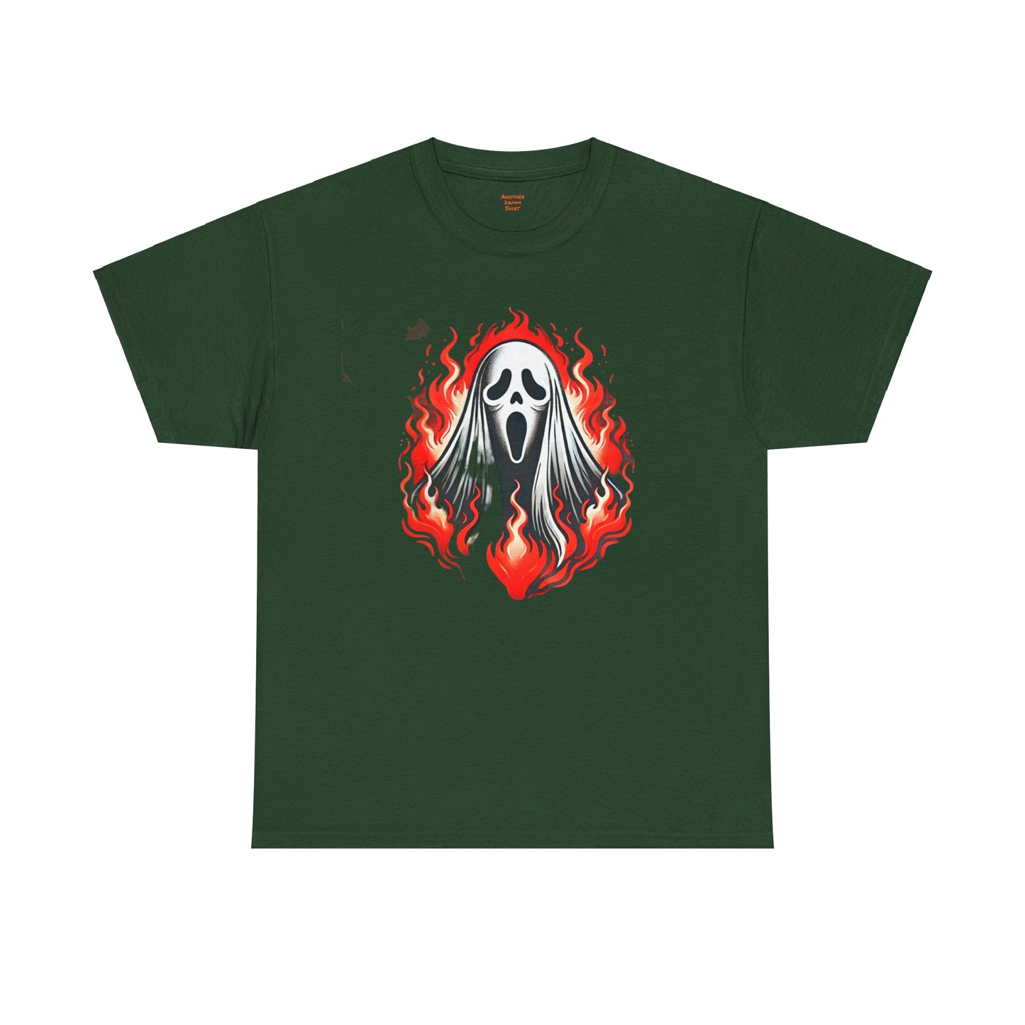 Fiery Fire Ghost - Graphic Unisex Heavy Cotton Tee