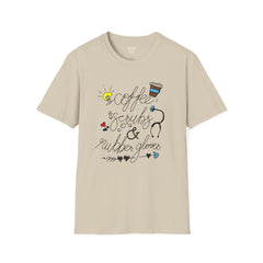 Coffee Nurse - Unisex Softstyle T-Shirt | Nurse Awareness, Medical Wear, Gift For Her, Scrubs Lover, Hospital Staff Gift, Registered Nurse