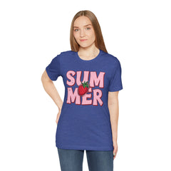 Summer Strawberry T-Shirt — Cute Pink Graphic Tee with Strawberry "SUMMER" Design