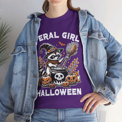 Feral Girl Halloween Raccoon! Graphic Unisex Heavy Cotton Tee