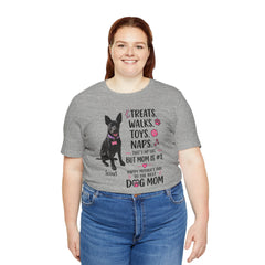 Personalized Your Dog and its name Mother's Day T-Shirt — 'Treats. Walks. Toys. Naps.