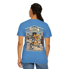 Back Graphic "Who Let the Dogs Out?" Baldwin Harbor Animal Hospital Cute Vet Clinic T Shirt