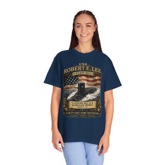 USS Robert E Lee SSBN 601 Submarine T-Shirt with a quote from its namesake