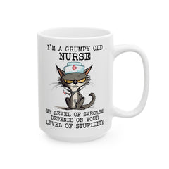 Funny Cat graphic mug, sarcastic grumpy nurse cat, ceramic cat mug, 11oz, 15oz, cat lover gift, gift for her, Cat Mamma, animal lover gift,