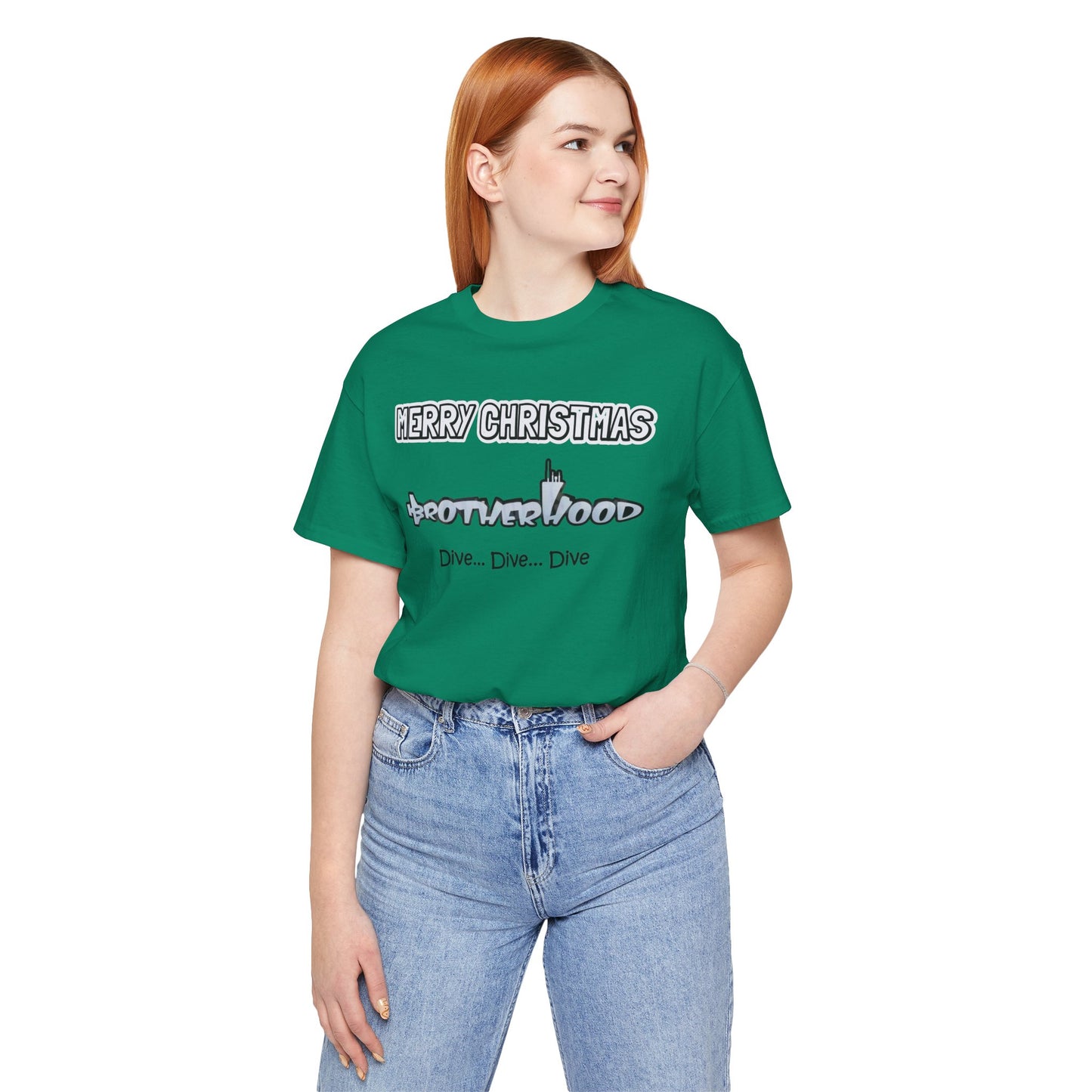 Bolder Font  MERRY  CHRISTMAS Submarine Brotherhood -Unisex Jersey Short Sleeve Tee