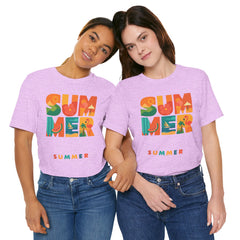 Summer Graphic Tee — Colorful Tropical "SUMMER" Typography T-Shirt