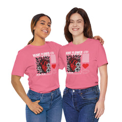 Heart Flower Tee - Nuturing Affection In The Garden Of Life - Positive Vibes Unisex Jersey Short Sleeve Tee