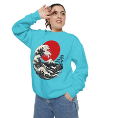 Japanese Wave and Red Sun Comfort Colors Sweatshirt
