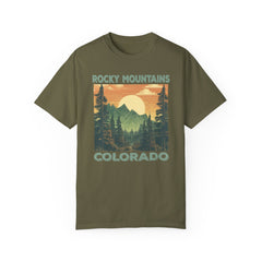 Rocky Mountains Colorado Graphic, Comfort Colors Soft Relaxed Fit Unisex Garment-Dyed T-shirt