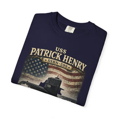 USS Patrick Henry SSBN 599 Submarine T-Shirt with a quote from its namesake