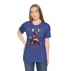 American Cowgirl, Playing Guitar Graphic, Unisex Jersey Short Sleeve Tee