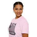 DD-214 Alumni with American Flag  Unisex Softstyle T-Shirt