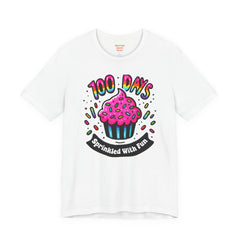100 DAYS Sprinkled With Fun - Unisex Short Sleeve Tee | Elementary School Holiday, Teacher Apparel, Kids Motivation, Days Checked Off