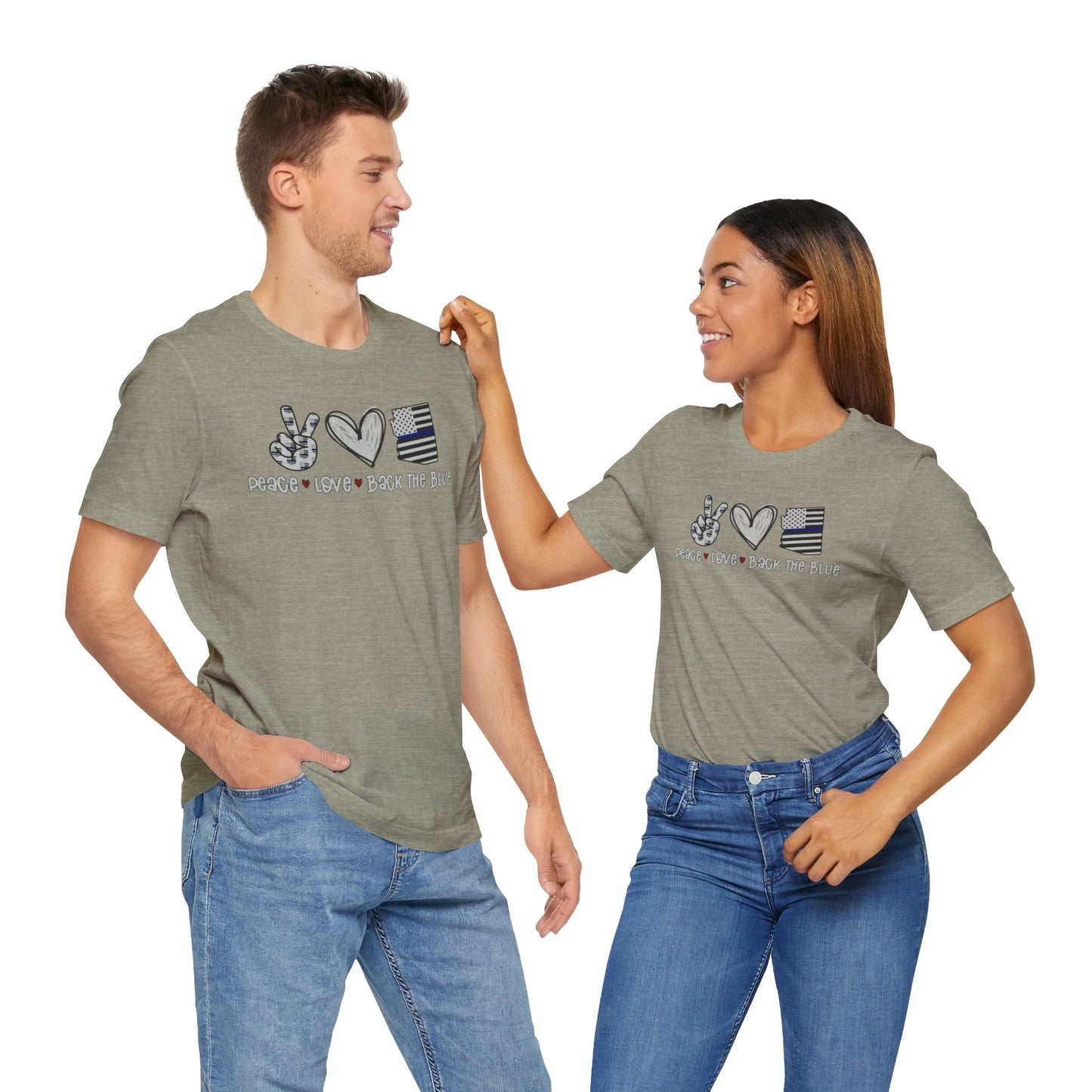 Peace Love Back The Blue in Arizona, Graphic Unisex Short Sleeve Tee