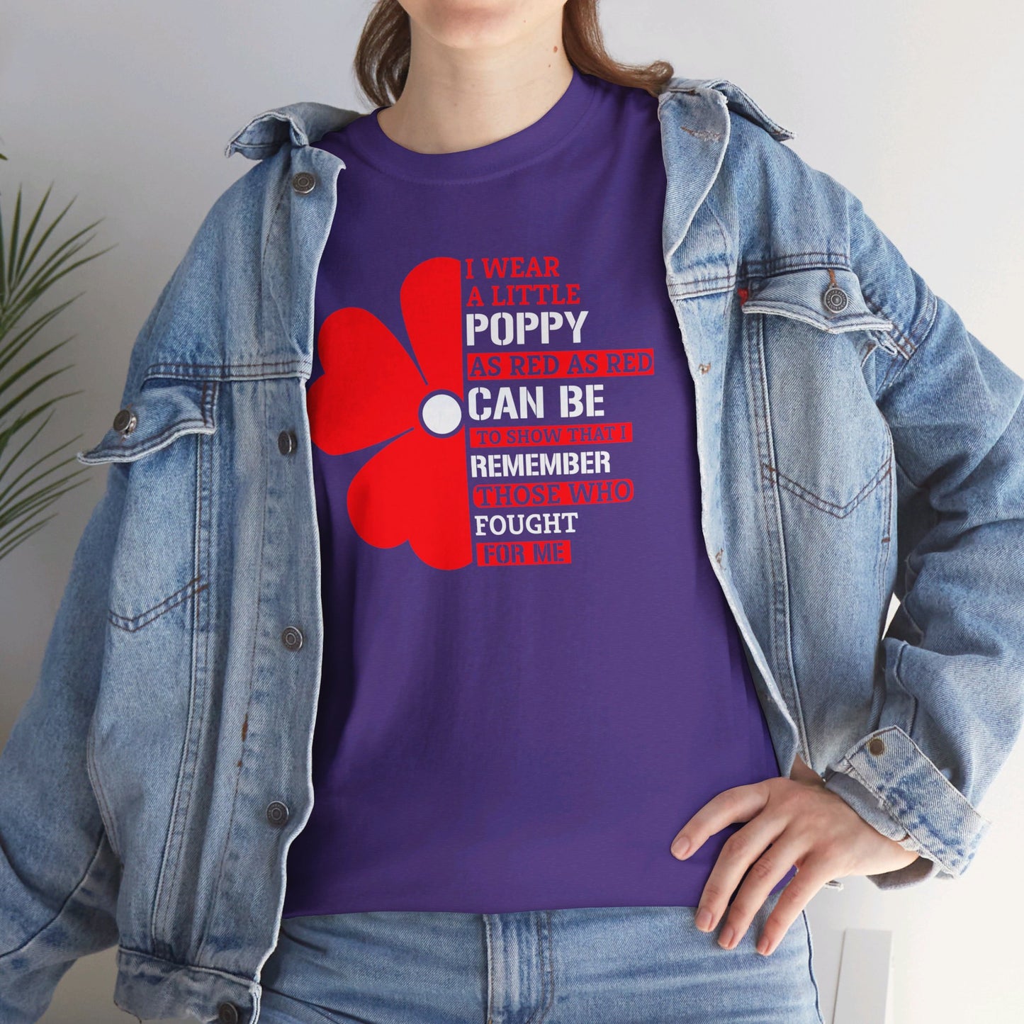 Memorial Day Poppy Tee, For Those Who Fought For Me, Unisex Cotton Tee