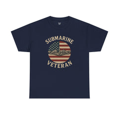 Submarine Veteran American Flag Tee | Unisex Heavy Cotton T-Shirt, Military Apparel, Veteran Gift, Patriotic Top, Casual Wear