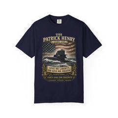 USS Patrick Henry SSBN 599 Submarine T-Shirt with a quote from its namesake