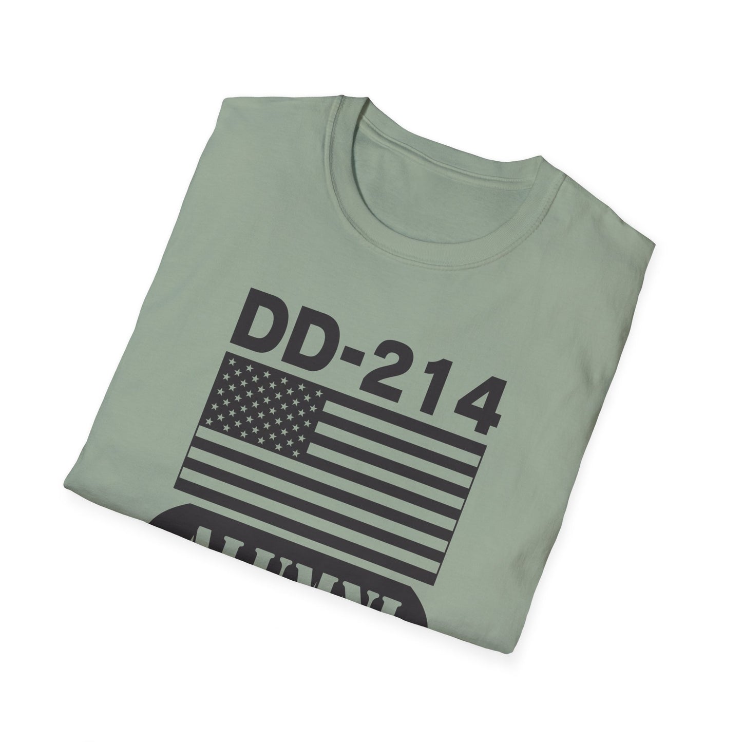 DD-214 Alumni with American Flag  Unisex Softstyle T-Shirt