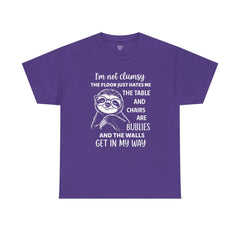 Clumsy Funny Sloth Graphic Tee | Unisex Heavy Cotton Tee | Great Gift for Animal Lovers, Birthdays, Casual Wear, Humorous Gifts, Everyday Style