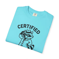 Certified Shenanigans Specialist T-shirt, Funny Tee, Unique Gift for Raccoon Lovers, Casual Wear, Birthday, Party Shirt