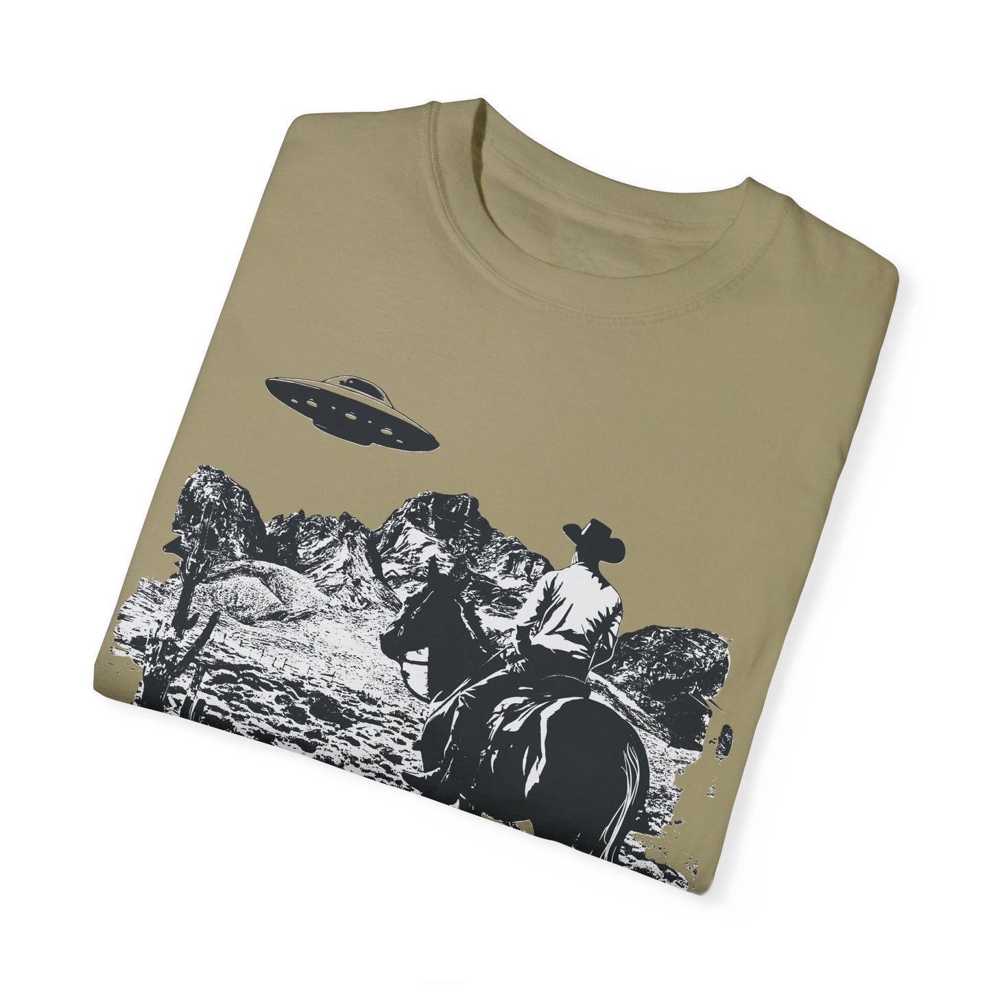 UFO Meets Cowboy Unisex Garment Shirt -Dyed  T Shirt