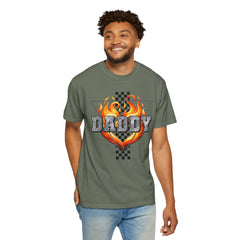 GO DADDY graphic, Comfort Colors 1717, unisex garment-dyed t-shirt, retro graphic tee, gift for him, Birthday gift tee, Vintage checkered graphic tee, Flames Tee, Fathers Day Shirt