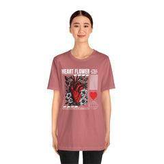 Heart Flower Tee - Nuturing Affection In The Garden Of Life - Positive Vibes Unisex Jersey Short Sleeve Tee