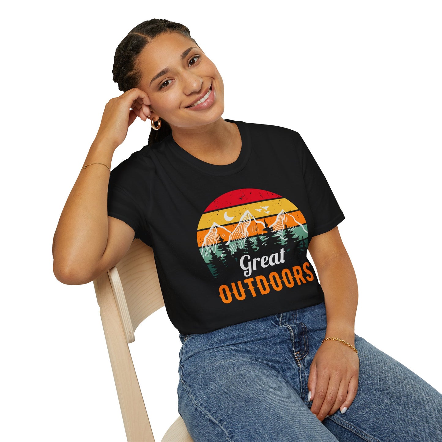 Great Outdoors Mountain Views Unisex Softstyle Graphic T-Shirt