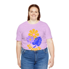 Summer Floral Tee — Retro Flowers & Monstera Design