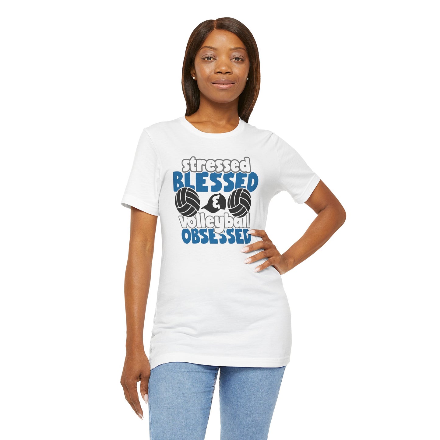 Stressed Blessed Volleyball Obsessed Shirt,Unisex Tee,graphic t shirt,gift for her,gift for him,volleyball team,playergift,fangift,Coachgift