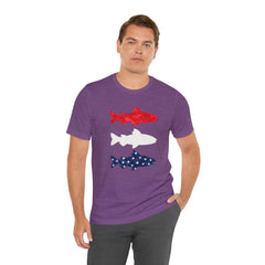 Patriotic Trout T-Shirt — Red White & Blue Fish Tee