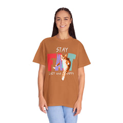 Stay Fat Lazy and Happy Cat - Graphic Unisex Garment-Dyed T-shirt