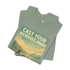 Relaxing Fishing Tee - Cast Your Worries Away, Unisex Casual Shirt, Perfect Gift for Dad, Outdoor Lovers, Fishing Trips, Summer Vibes