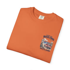 Where the Road Ends Long Island Unisex Garment-Dyed T-shirt