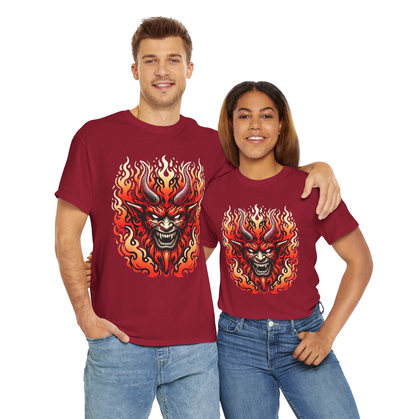 Fiery Fire Demon - Graphic Unisex Heavy Cotton Tee