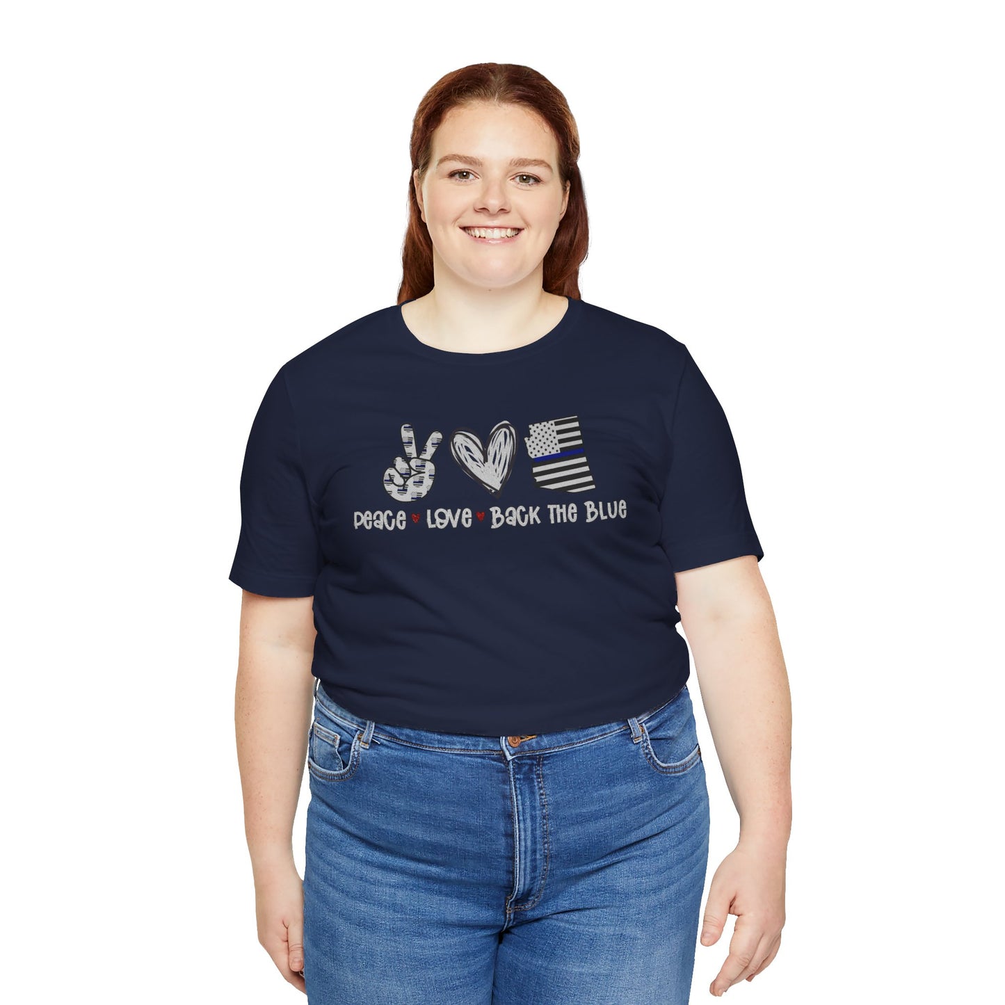 Peace Love Back The Blue in Alaska, Graphic Unisex Short Sleeve Tee